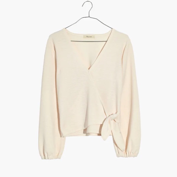 New Madewell Texture & Thread Crepe Wrap Top Cream Ivory Off-White Size S - Picture 4 of 9